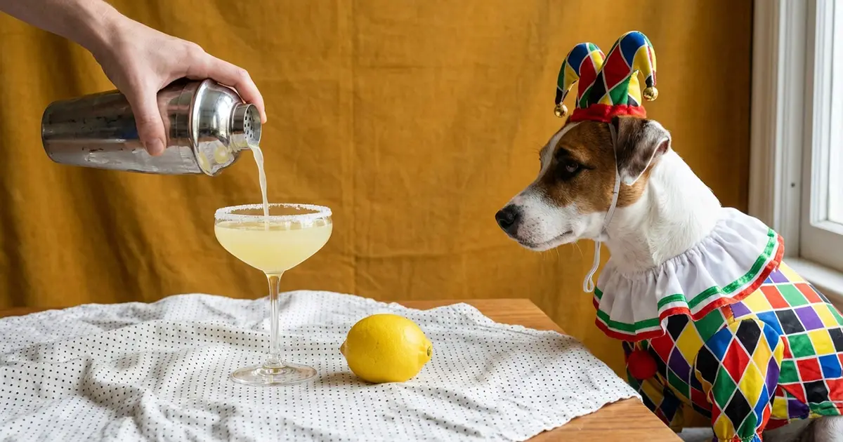somebody pouring a cocktail for a dog