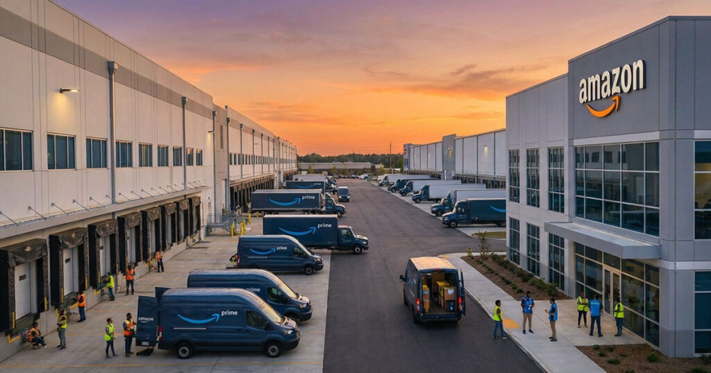 An Amazon shipping facility